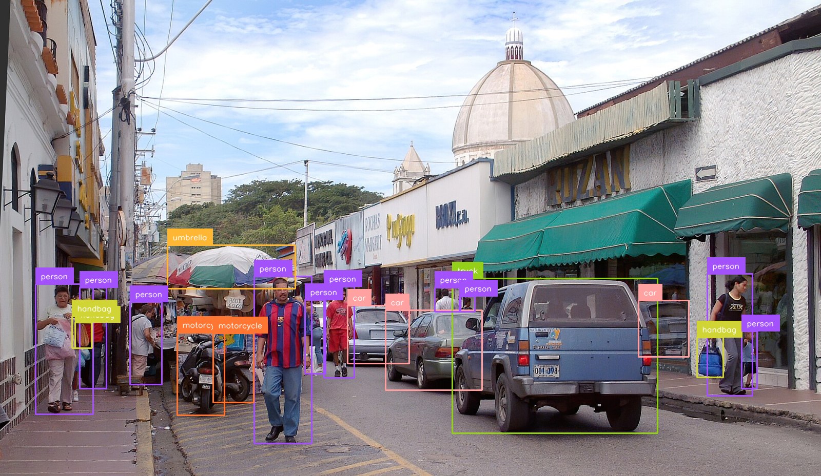 YOLO-NAS-L detections on a street scene